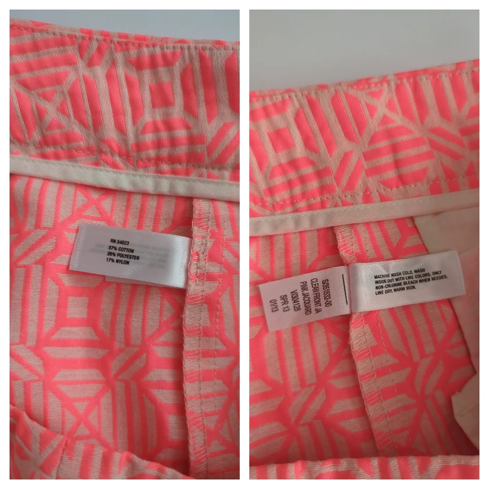 GAP Neon Coral Pink Clean Front Jacquard Shorts size 8